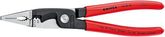 KNIPEX Tools 13 81 8, 6 in 1 Electrical Installation Pliers with Dipped Handle, Red