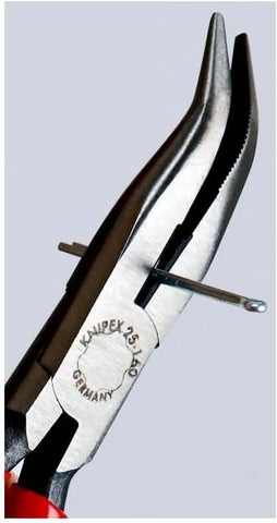 KNIPEX Tools - Long Nose Pliers With Cutter, 40 Degree Angled (2521160), 6-1/4 inches