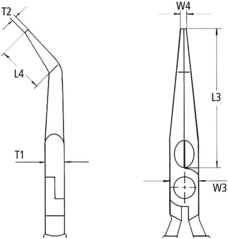 KNIPEX Tools - Long Nose Pliers With Cutter, 40 Degree Angled (2521160), 6-1/4 inches