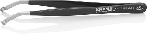 KNIPEX Tools 92 16 02 ESD Stainless Steel Positioning Tweezers-35°Angled-ESD, 4-3/4"