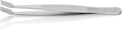 KNIPEX Tools 92 01 06 Premium Stainless Steel Gripping Tweezers-30°Angled-Blunt Tips, 4"