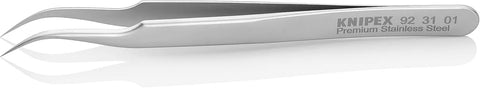 KNIPEX Tools 92 31 01 Premium Stainless Steel Gripping Tweezers-45°Angled-Needle-Point Tips, 4-3/4"