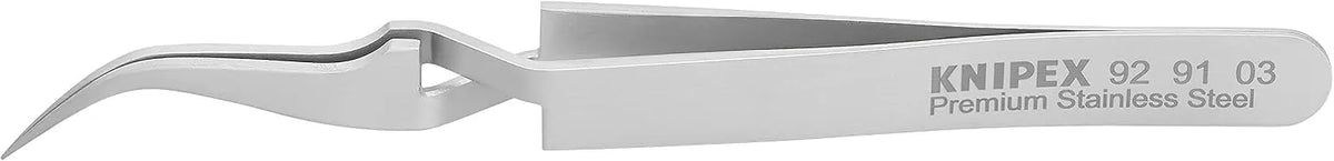 KNIPEX Tools 92 91 03 Premium Stainless Steel Cross-Over Gripping Tweezers-45°Angled-Needle-Point Tips, 4-1/2'', Silver