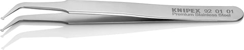 KNIPEX Tools 92 01 01 Premium Stainless Steel Positioning Tweezers-45°Angled-SMD, 4-1/2"