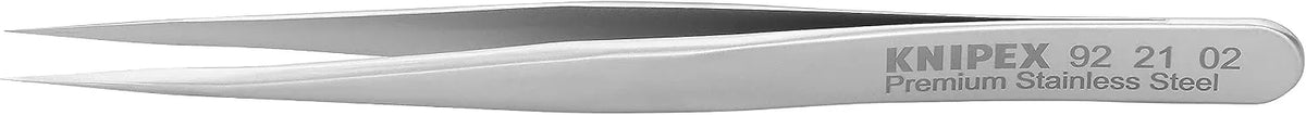 KNIPEX Tools 92 21 02 Premium Stainless Steel Gripping Tweezers-Needle-Point Tips, 4-3/4"