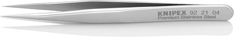 KNIPEX Tools 92 21 04 Premium Stainless Steel Gripping Tweezers-Needle-Point Tips, 3-1/2"