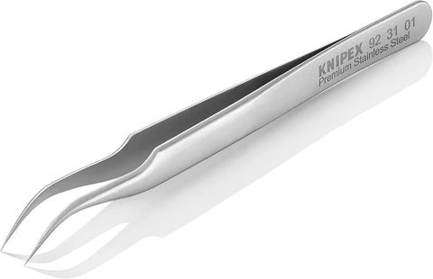 KNIPEX Tools 92 31 01 Premium Stainless Steel Gripping Tweezers-45°Angled-Needle-Point Tips, 4-3/4"