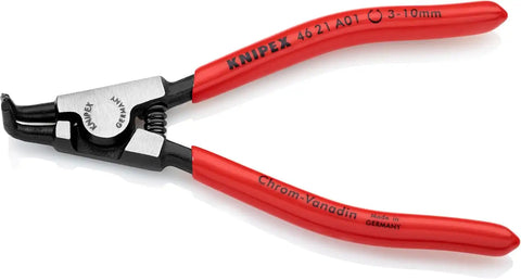 KNIPEX Tools - Circlip Pliers, External, 90 Degree Angled, Forged Tip, 1/8"-25/64" Shaft Dia. (4621A01), 5.00, Black