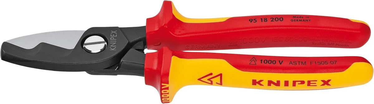 KNIPEX - 95 18 200 SBA Tools - Cable Shears, Twin Cutting Edge, 1000V Insulated (9518200SBA)