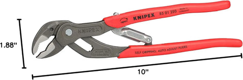 KNIPEX Tools - Auto Adjusting Water Pump Pliers (8501250US), 10 inches, Red