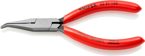 KNIPEX Tools - Long Nose Relay Adjusting Pliers, Flat Tips, 40 Degree Angled (3231135), Red
