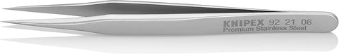KNIPEX Tools 92 21 06 Premium Stainless Steel Gripping Tweezers Needle-Point Tips, 3-1/4"