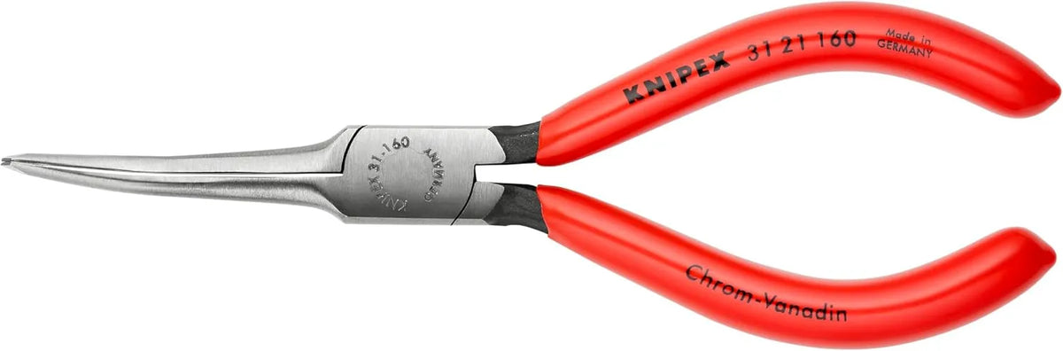 KNIPEX Tools - Needle Nose Pliers, 45 Degree Angled (3121160), Red, 6.25