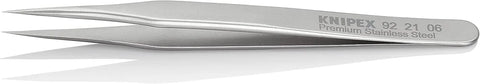 KNIPEX Tools 92 21 06 Premium Stainless Steel Gripping Tweezers Needle-Point Tips, 3-1/4"