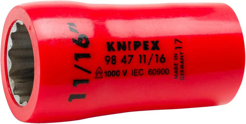 KNIPEX 98 47 11/16 1/2 11/16 1,000V Insulated Hex Socket