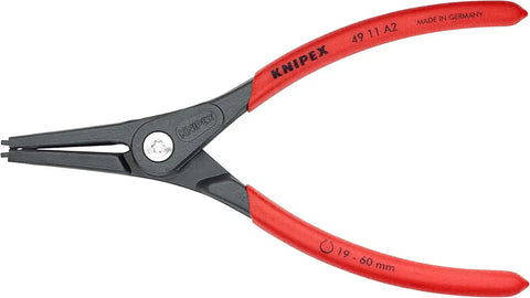 KNIPEX - 49 11 A2 Tools - Precision Circlip Pliers, External, Straight, 3/4-2 23/64" Shaft Dia. (4911A2)