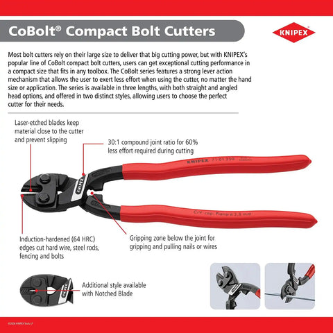 KNIPEX - 7112200 Tools 71 12 200, Comfort Grip High Leverage Cobolt Cutters with Opening Lock and Spring
