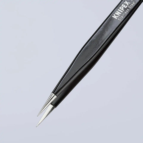 KNIPEX Tools Stainless Steel Gripping Tweezers-Needle-Point Tips-ESD, 5"