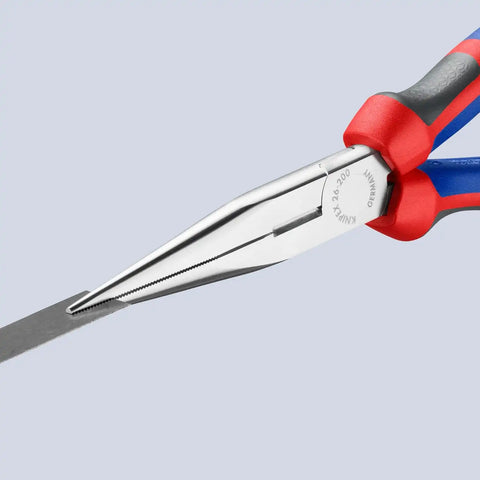 KNIPEX Tools - Long Nose Pliers With Cutter, Chrome, Multi-Component (2615200), 8 inches