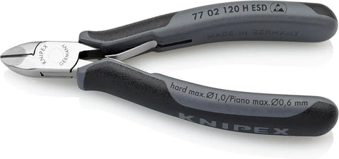 KNIPEX Tools 77 02 120 H ESD Electronics Diagonal Cutters, Carbide Cutting Edges, 4.75-Inch