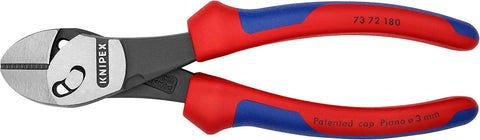 Knipex 73 72 180 BK TwinForce High Performance Leverage Diagonal Cutter with Comfort Grip Handle, Red/Blue