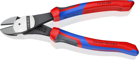 KNIPEX 74 22 200 Comfort Grip High Leverage Angled Diagonal Cutter, 8-Inch, Angled, Comfort Grip