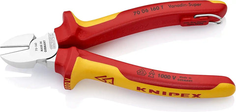 KNIPEX Tools 70 06 160 T Diagonal Cutters-1000V Insulated-Tethered Attachment, 6-1/4"