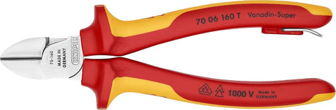 KNIPEX Tools 70 06 160 T Diagonal Cutters-1000V Insulated-Tethered Attachment, 6-1/4"