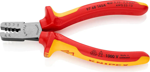 KNIPEX Tools - Crimping Pliers for End Ferrules, 1000V Insulated (9768145A)
