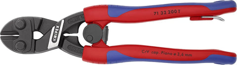 Knipex Tools 71 32 200 T BKA 8" High Leverage Cobolt Cutter with Notch & Spring, Tether Attachment-Comfort Grip,