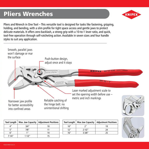 KNIPEX Tools 86 04 100 Pliers Wrench XS, 4", Silver | bike-hand-tools