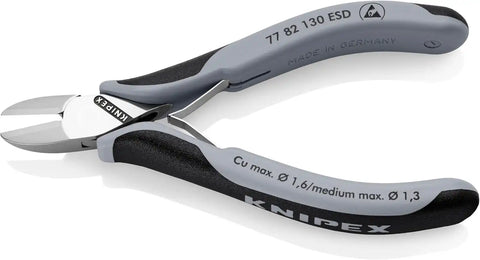 KNIPEX Tools 77 82 130 ESD Electronics Diagonal Cutters, ESD Handles, 5-1/4"