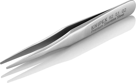 KNIPEX Tools 92 51 02 Premium Stainless Steel Gripping Tweezers-Blunt Tips, 2 3/4"