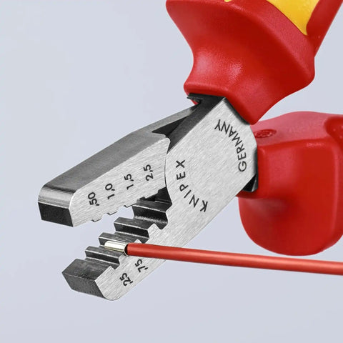 KNIPEX Tools - Crimping Pliers for End Ferrules, 1000V Insulated (9768145A)
