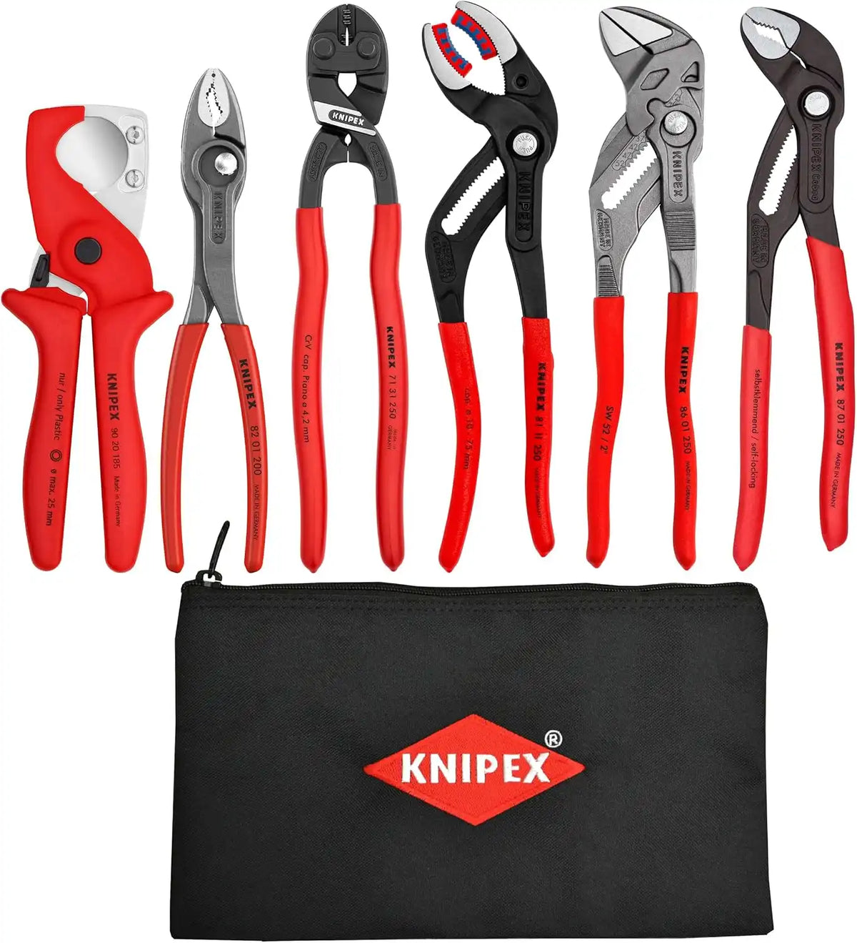 KNIPEX Tools 9K 00 80 180 US 6 Pc Plumbing Set with Free KNIPEX Keeper Pouch