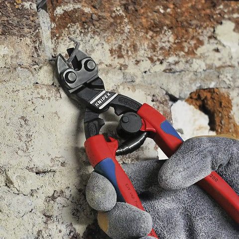 Knipex Tools 71 32 200 T BKA 8" High Leverage Cobolt Cutter with Notch & Spring, Tether Attachment-Comfort Grip,